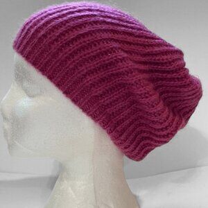 Pink Ribbed Soft Loose Knit Beanie​
